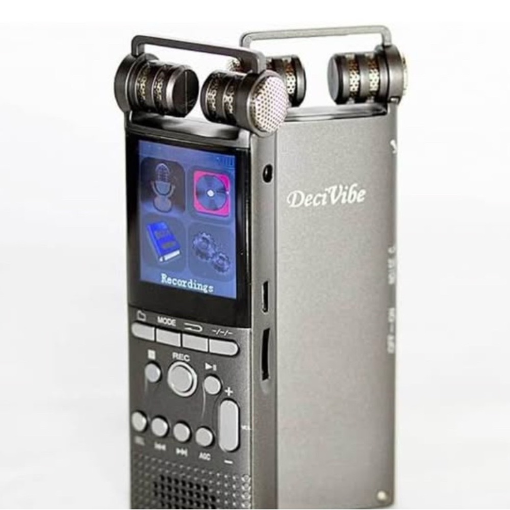 Vibe Black Digital Voice Recorder with Dual Microphones and LCD Screen